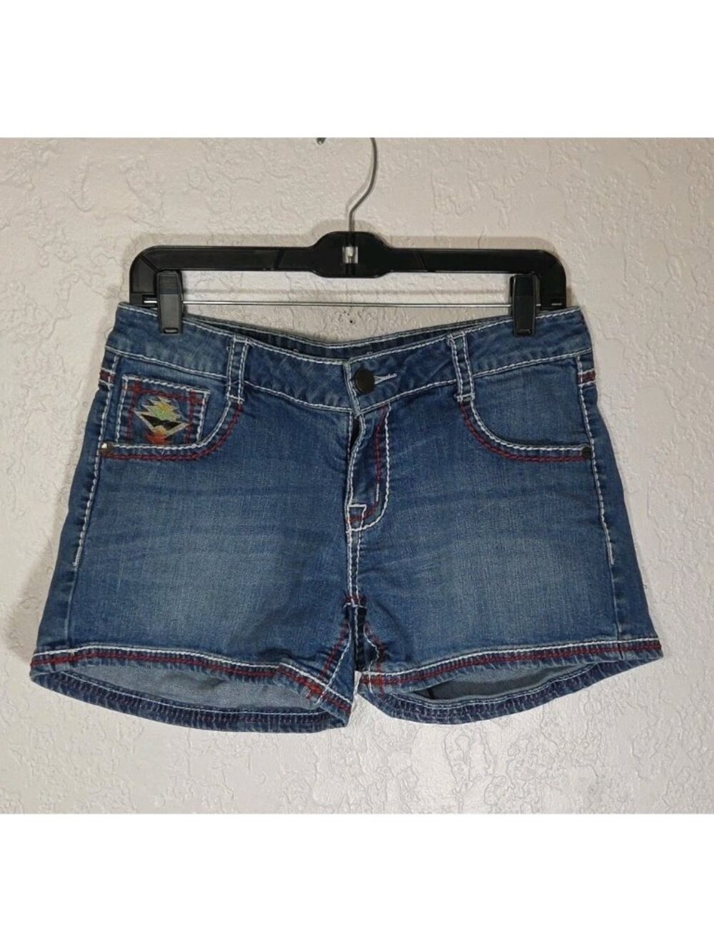 Rancho Estancia Denim Shorts Southwestern Embroidered Pockets Women's Sz 30 Boho